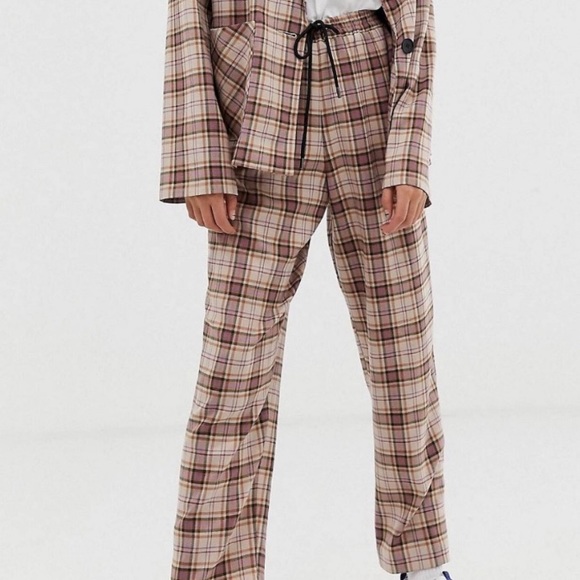ASOS Curve Pants - Collusion Plaid Straight Leg Pants